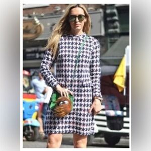 Boden | 60s Jacquard Houndstooth Shift Dress Pink/Navy | UK10 US6 | MSRP $160